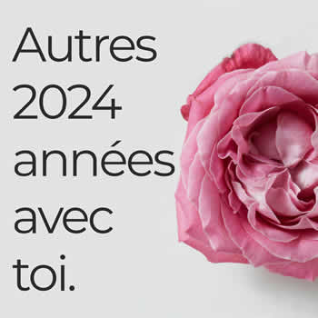 Une carte de voeux avec une rose pour de bons voeux pour un heureux 2024