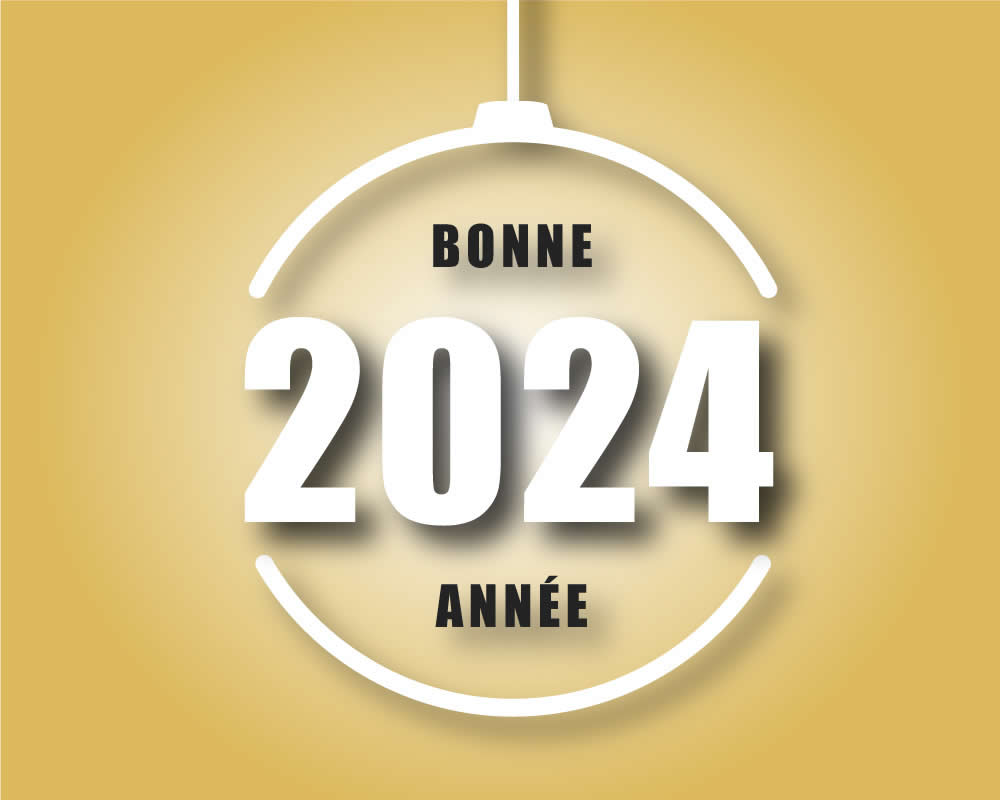 image de voeux pour le nouvel an 2024 avec une boule décorative