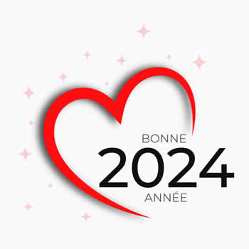 coeur rouge avec voeux bonne année 2024