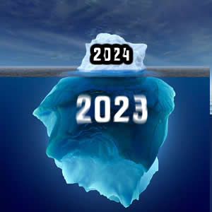 image de bienvenue avec un iceberg et l'inscription 2024